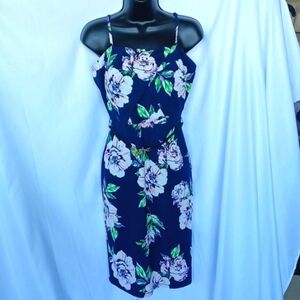 Crave Fame Navy spagetti strap belted Floral Cocktail Dress